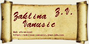 Žaklina Vanušić vizit kartica